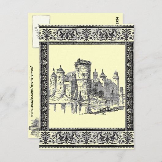 Carte postale du château médiéval (Devant / Derrière)