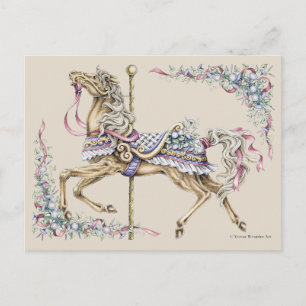 Carte postale du cheval de carrousel de printemps
