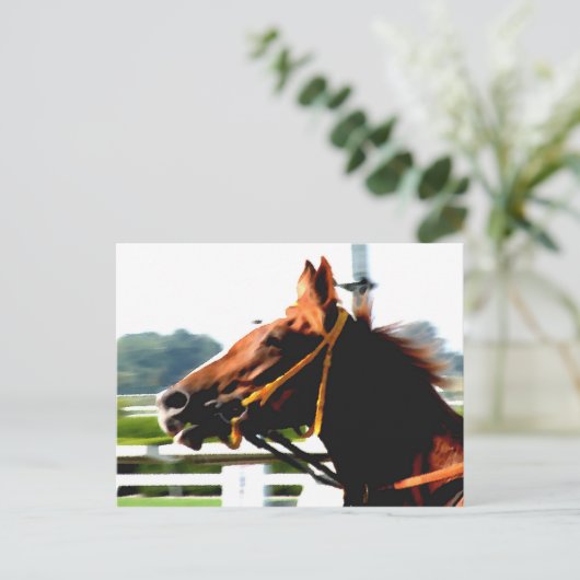 Carte postale du cheval de course Thoroughbred (Debout devant)