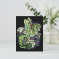 Carte postale du cheval de fée de la lune papillon
