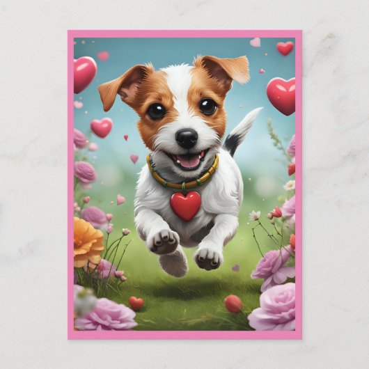 Carte postale du chien de la Saint-Valentin (Devant)