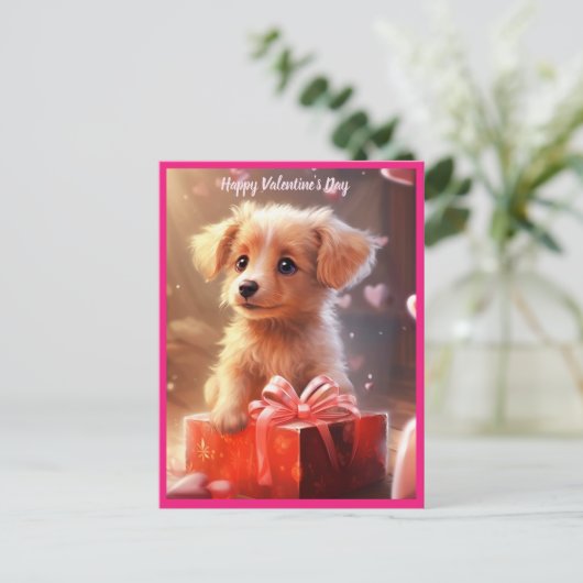 Carte postale du chiot de la Saint-Valentin (Debout devant)