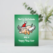 Carte postale du cochon de Noël volant (Debout devant)