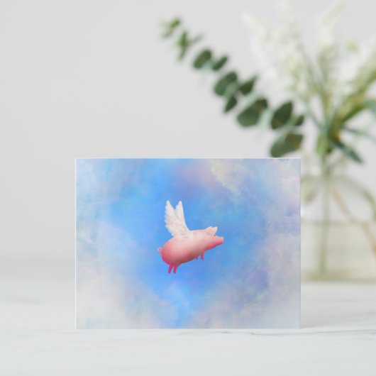 Carte postale du cochon volant (Debout devant)
