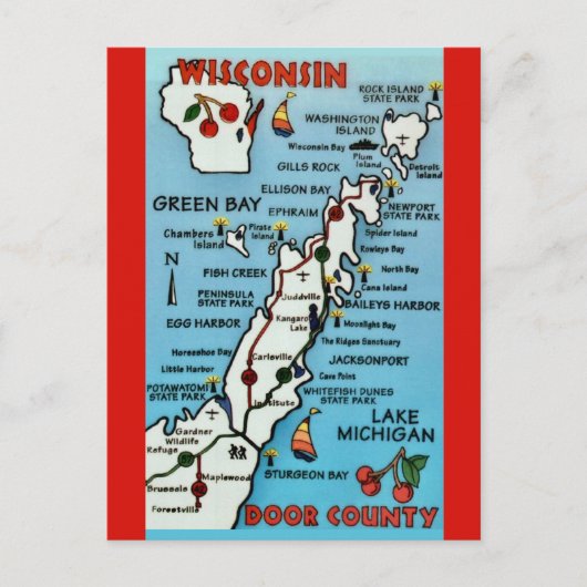 Carte postale du comté de Door WI (Devant)