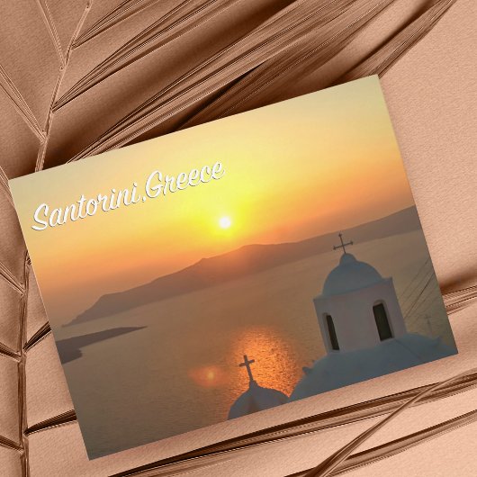 Carte postale du coucher de soleil à Santorin, Grè