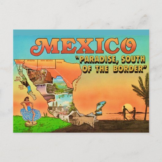 Carte postale du coucher de soleil au Mexique (Devant)