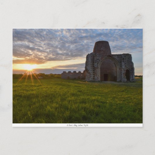 Carte postale du coucher de soleil de l'abbaye de (Devant)
