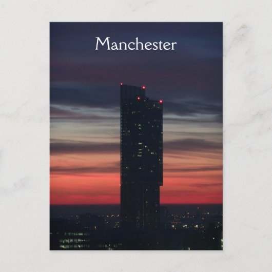 Carte postale du coucher de soleil de Manchester (Devant)