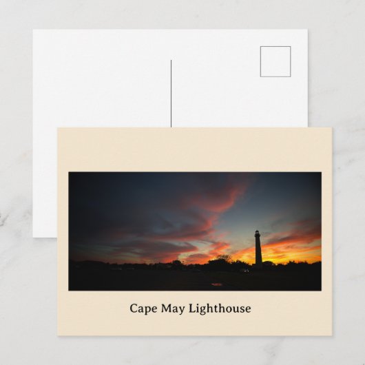 Carte postale du coucher de soleil du phare de Cap (Devant / Derrière)