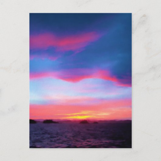 Carte postale du coucher de soleil en mer (Devant)