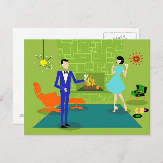 Carte postale du couple de style moderne du milieu (Devant / Derrière)