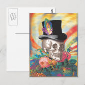 Carte postale du crâne du chapeau psychédélique (Devant / Derrière)