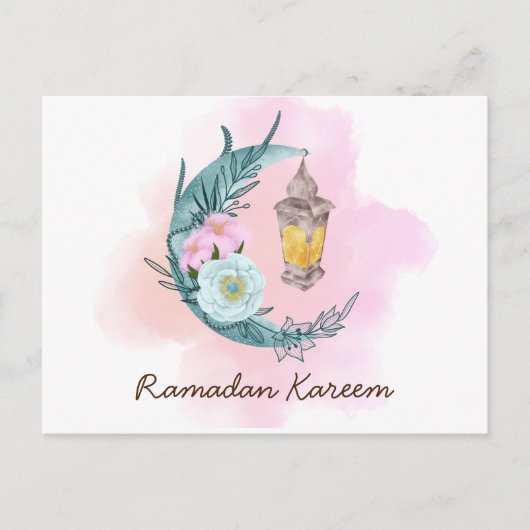 Carte postale du croissant d'aquarelle Ramadan Kar (Devant)