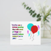 Carte postale du devis de voeux d'anniversaire (Debout devant)