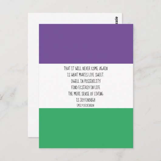 Carte postale du devis Emily Dickinson (Devant / Derrière)