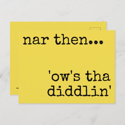 Carte postale du dialecte du Yorkshire (Devant / Derrière)