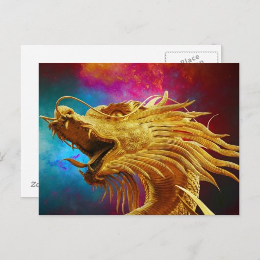 Carte postale du dragon coloré (Devant / Derrière)