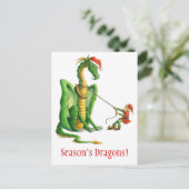 Carte postale du dragon de Noël (Debout devant)