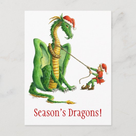 Carte postale du dragon de Noël (Devant)