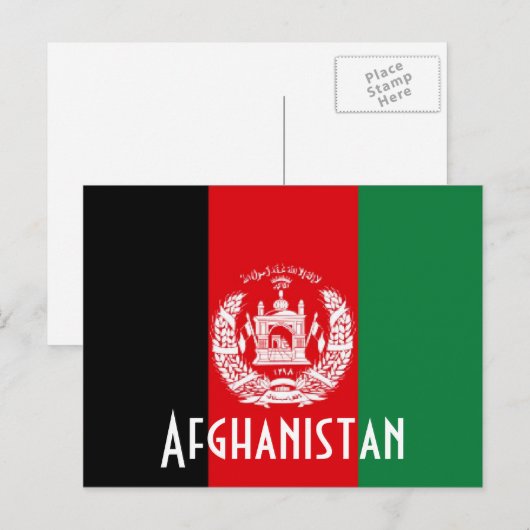Carte postale du drapeau afghan (Devant / Derrière)
