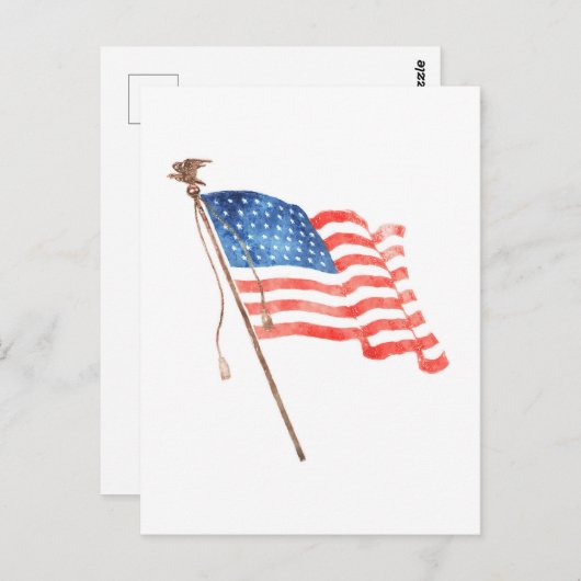 Carte postale du drapeau américain (Devant / Derrière)