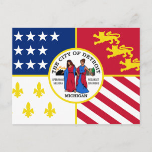 Carte postale du drapeau de Détroit, Michigan