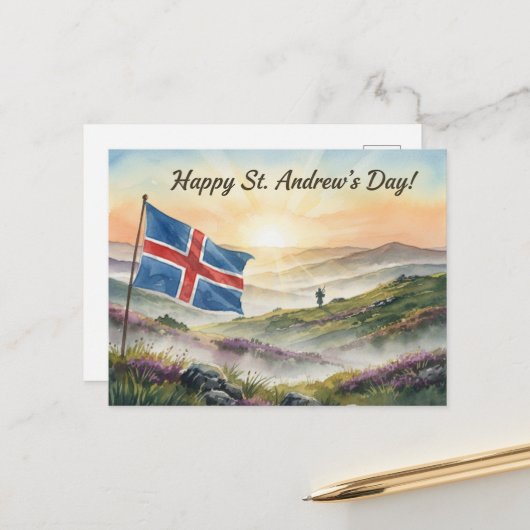 carte postale du drapeau de la Croix de St. André (Devant/Arrière en situation)