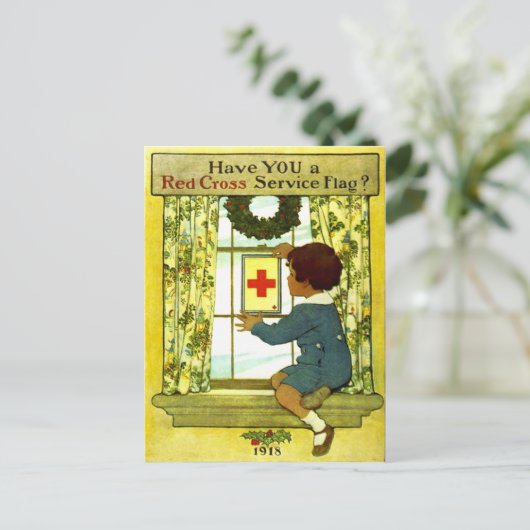 Carte postale du drapeau de la Croix Rouge (Debout devant)