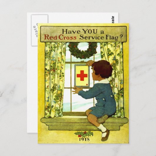 Carte postale du drapeau de la Croix Rouge (Devant / Derrière)