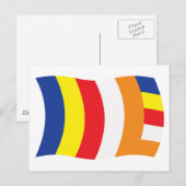 Carte postale du drapeau de la religion bouddhiste (Devant / Derrière)