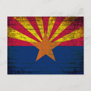 Carte postale du drapeau de l'Arizona grunge mur d