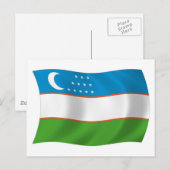 Carte postale du drapeau de l'Ouzbékistan (Devant / Derrière)