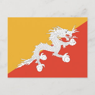 Carte postale du drapeau du Bhoutan