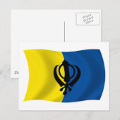 Carte postale du drapeau du sikhisme (Devant / Derrière)