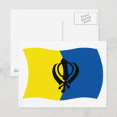Carte postale du drapeau du sikhisme (Devant / Derrière)