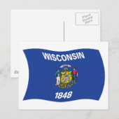 Carte postale du drapeau du Wisconsin (Devant / Derrière)