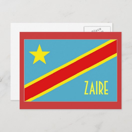 Carte postale du drapeau du Zaïre (Devant / Derrière)