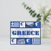 Carte postale du drapeau et de la carte de la Grèc (Debout devant)