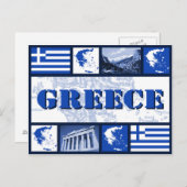 Carte postale du drapeau et de la carte de la Grèc (Devant / Derrière)