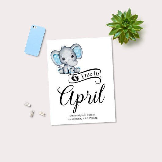 Carte Postale Dû en avril Petit cacahuète bébé éléphant petit ga