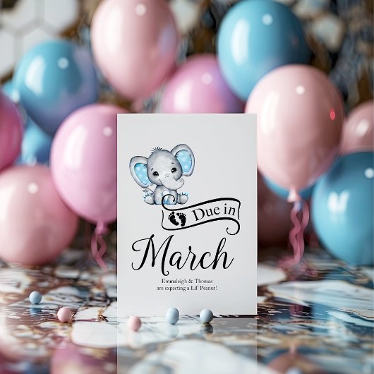 Carte Postale Dû en mars Petit cacahuète bébé éléphant petit gar