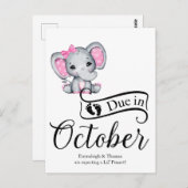 Carte Postale Dû en Octobre Petite arachide bébé fille Eléphant (Devant / Derrière)