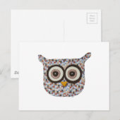 Carte postale du hibou en tweed (Devant / Derrière)