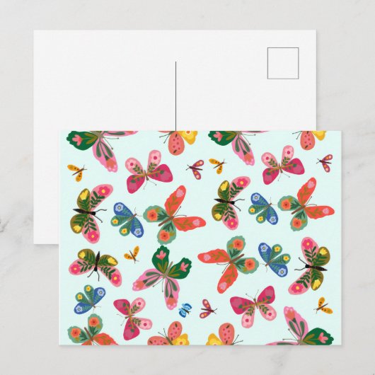 Carte postale du jardin papillon coloré (Devant / Derrière)