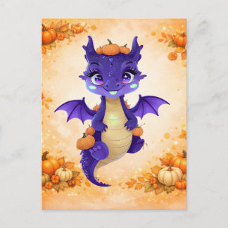 Carte postale du joli dragon citrouille