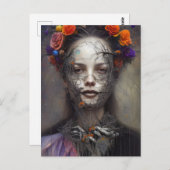 Carte postale du jour d'Halloween de la déesse mor (Devant / Derrière)