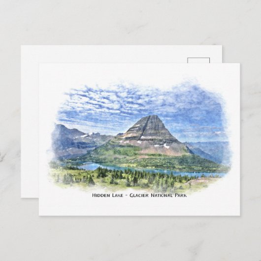 Carte postale du lac caché Parc national des Glaci (Devant / Derrière)