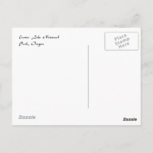 Carte postale du lac Crater (Dos)