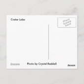 Carte postale du lac Crater (Dos)